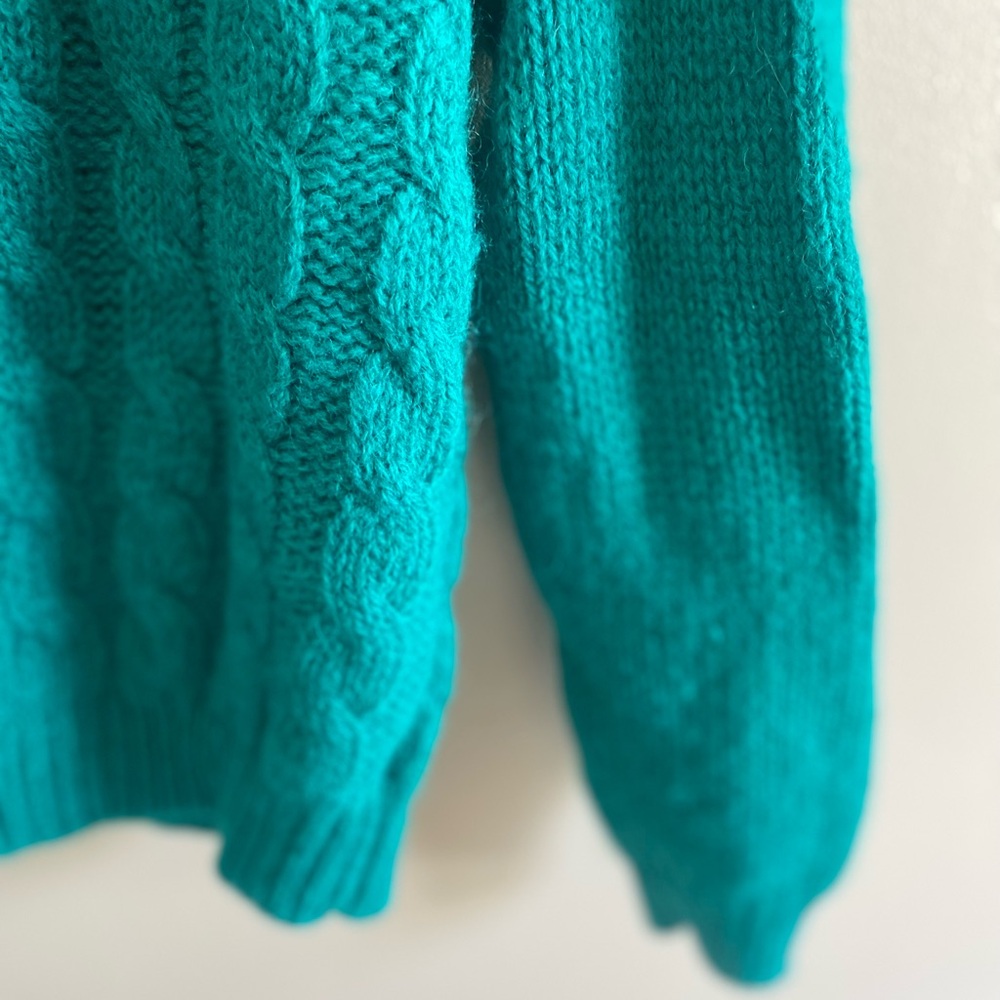 VTG 80s ROBERT SCOTT Women Green SHETLAND‎ WOOL DOUBLE BREASTED CARDIGAN Size 40 - Picture 9 of 11